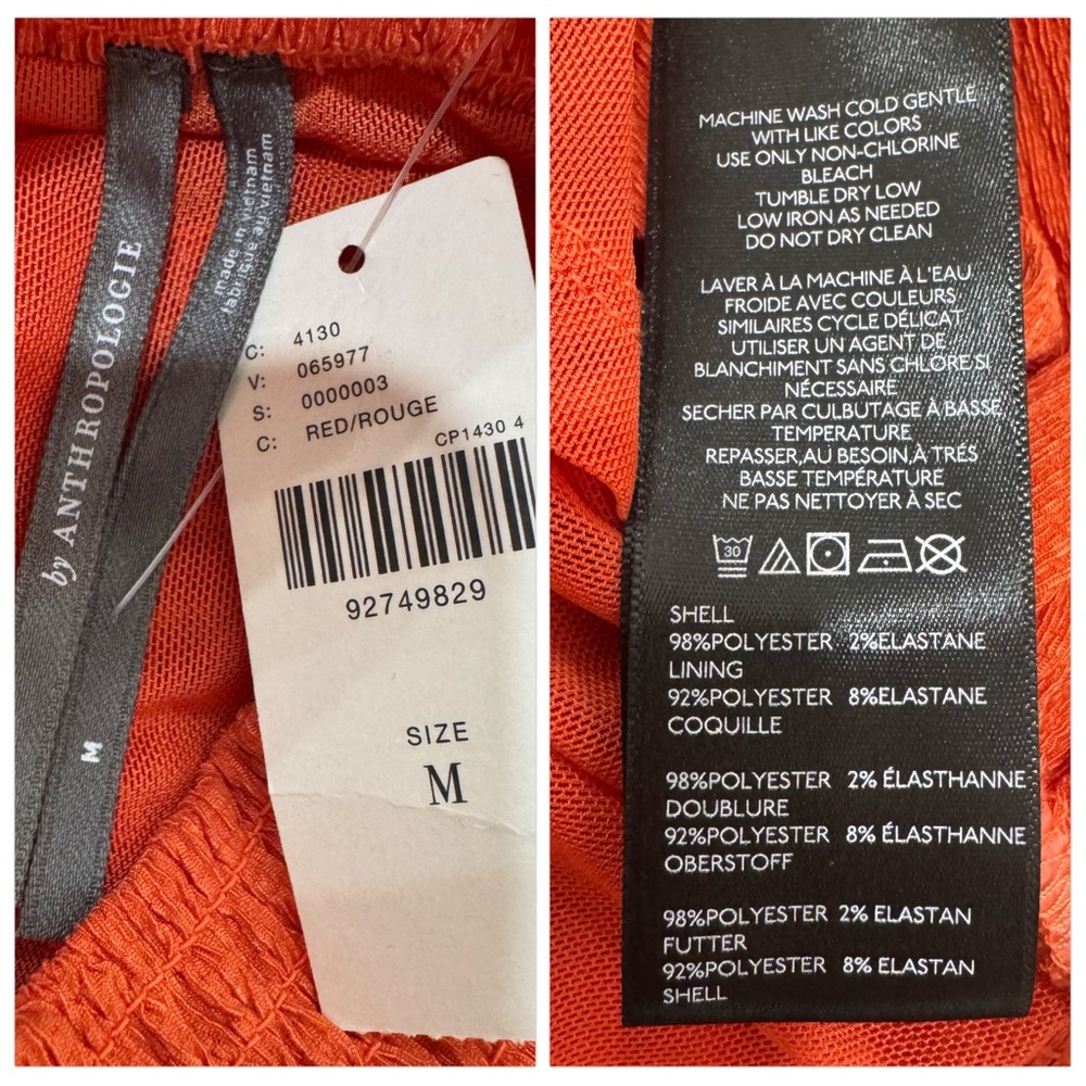 NWT Anthropologie Sleeveless Mock-Neck Textured Midi Dress Orange Red Women's M - Picture 16 of 16